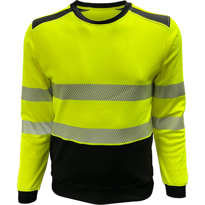 610CT Class 3 Stretch Crewneck, Lime/Black, front