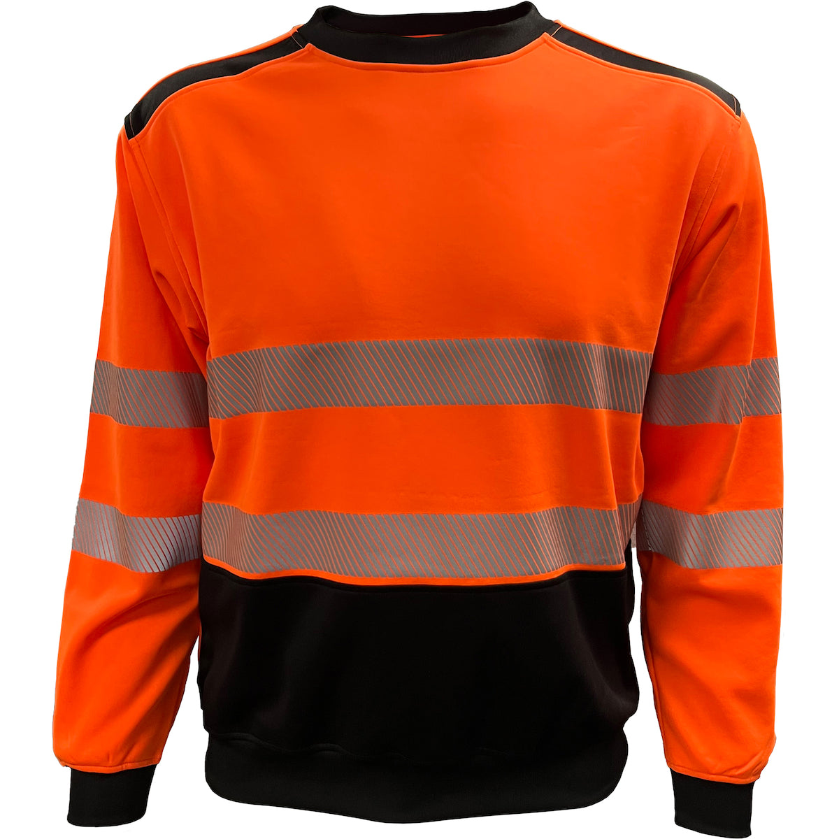 610CX Class 3 Stretch Crewneck with X-Back, Orange/Black, front