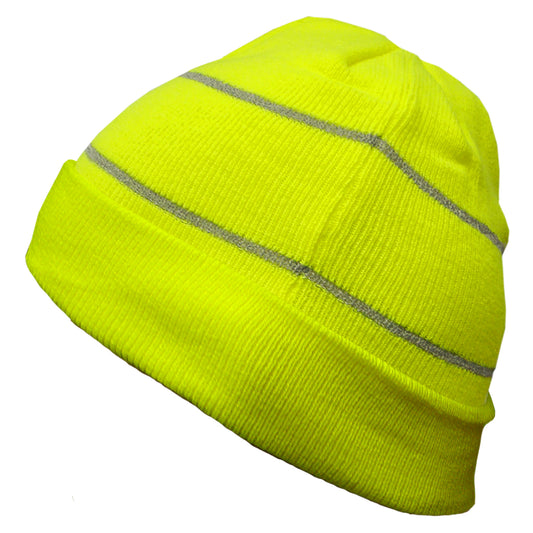 24-808RT Winter Beanie with Reflective Stripes - Lime - Side