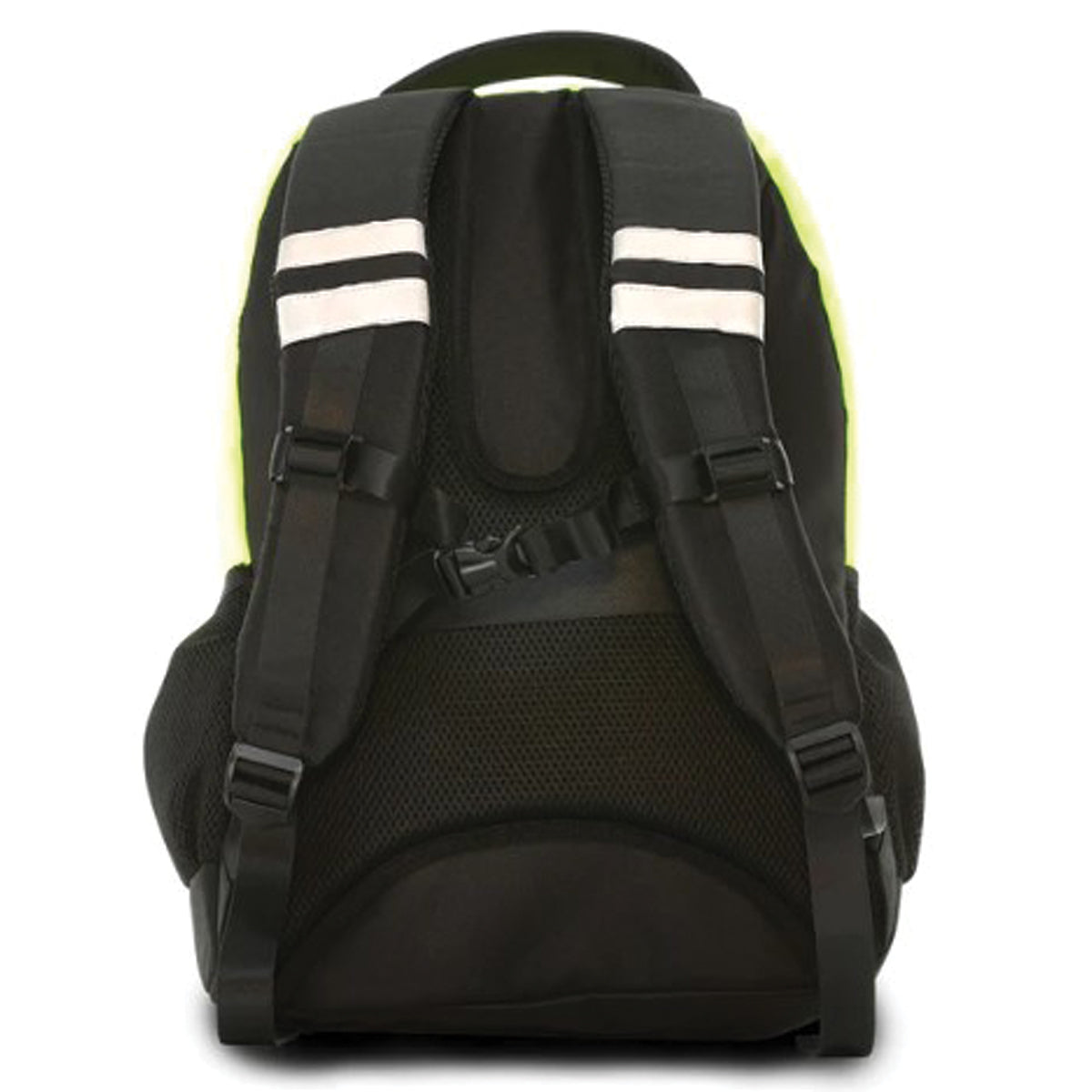 Reflective Apparel 931ST Hi-Vis Padded Backpack - Fits 17" Laptop, lime, back