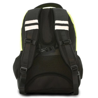 Reflective Apparel 931ST Hi-Vis Padded Backpack - Fits 17" Laptop, lime, back